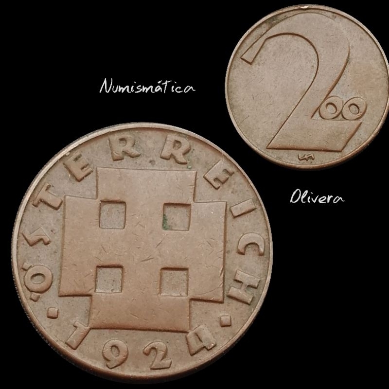 L.: 1394 - Moeda antiga Áustria 200 kronen 1924.