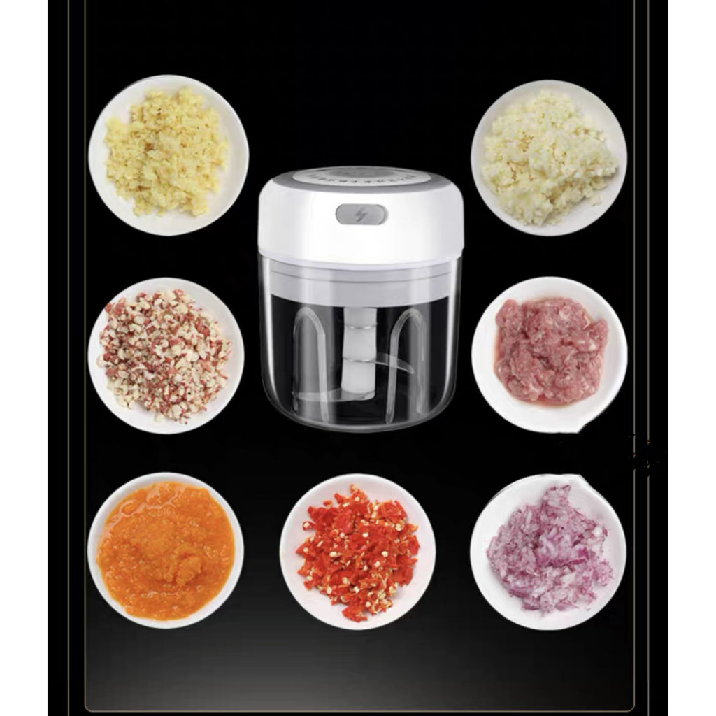 Triturador De Alho Mini Processador Elétrico Legumes Verdura Alimentos Cozinha 250ml