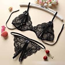 Sexy Conjunto de Calcinha e Sutiã de Renda Marido Apressado
