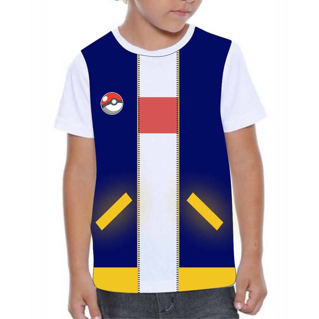 Camiseta Colete Ash aberto pokemon anime desenho Estampado Adulto e Infantil FULL PRINT