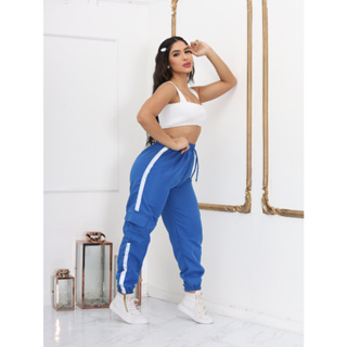 Calça Jogger Cargo Feminina TACTEL Com Faixas Refletivas e bolsos laterais em Oferta na Shopee