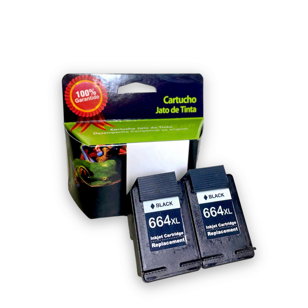Kit 2 Cartucho Impressora 664 XL, Preto Compatível