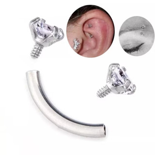 Kit 3 Piercings com 2 Zircônia rendendo Aço septo sobrancelha cartilagem tragus helix. — imagem 2 de 2