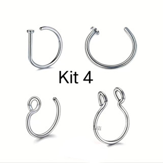 Kit 4 Piercing de nariz falso anel de septo falso de aço cirúrgico cod_03