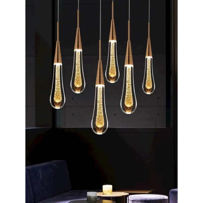 Pendente Gota 01 Cristal Gota Água Dourado