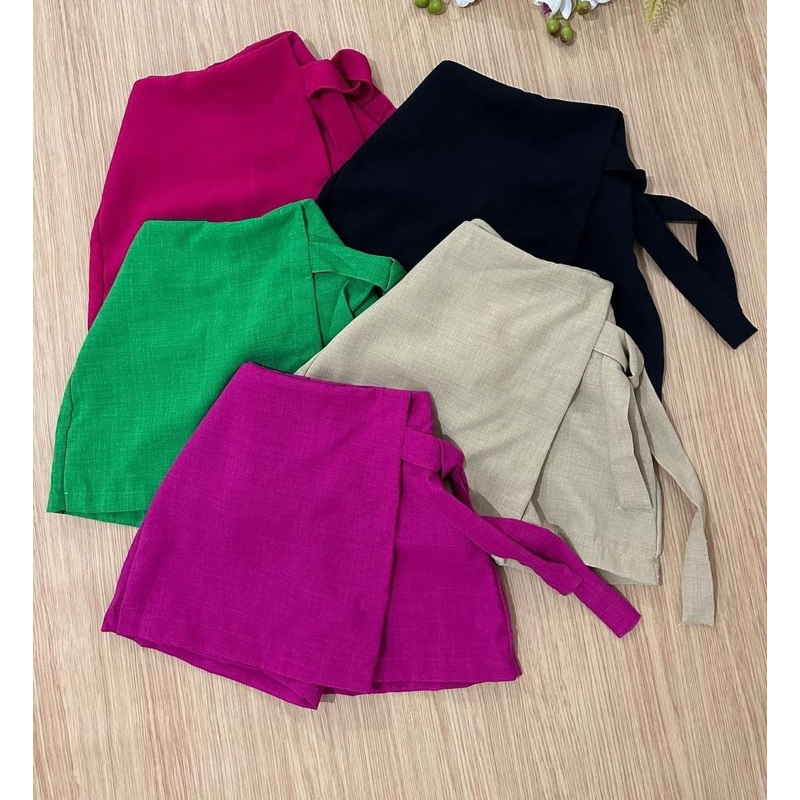 Short Saia Alfaiataria Short Saia Cintura Alta Amarração Lateral Verão em Oferta na Shopee