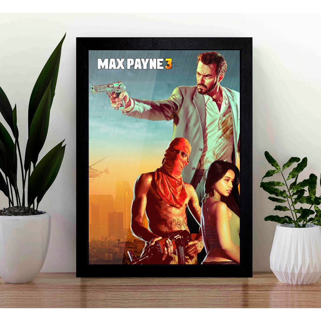 Quadro Max Payne 3 A3 com Acrílico Na Frente (Tamanho 45.5 X 33 Cm) Quadro Gamer