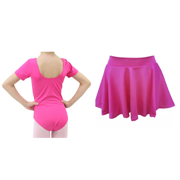 Kit Ballet Pink Collant Mc e Saia Com Cós, Balé Infantil