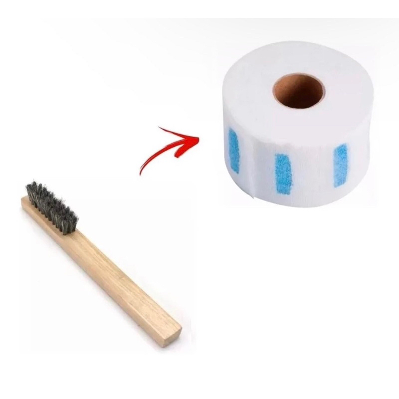 Kit Escova Escovinha Barbeiro Disfarce de madeira + 100 Golas Higiênica