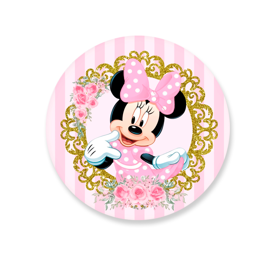 Capa Painel Redondo Decorativo C/ Elástico Minne Rosa Infantil