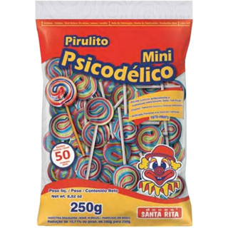 Mini pirulito Psicodelico Santa Rita 250g com 50 unidades