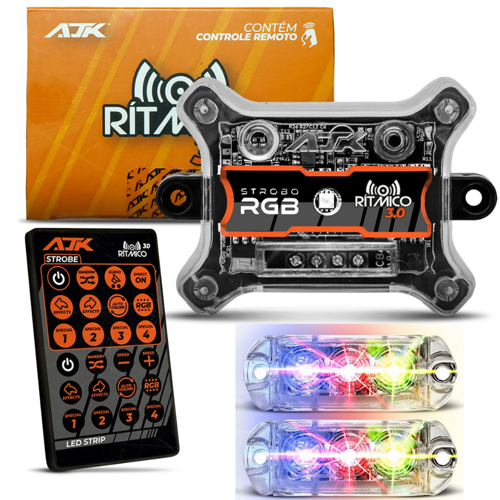 Central e Strobo AJK Rítmico RGB Lançamento 2023 4 Geração 2 Strobo Com Farol em Oferta na Shopee