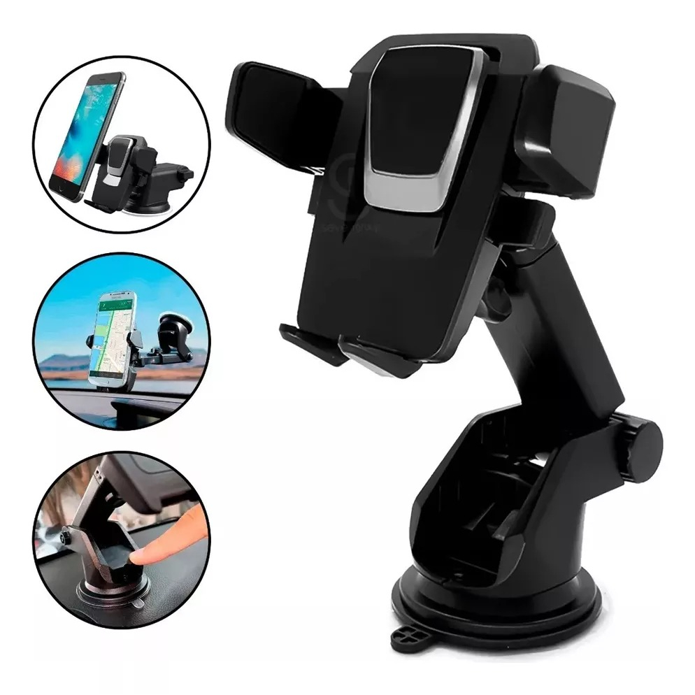 Suporte De Celular Para Carro Com Trava Automática Extensor 360 Graus