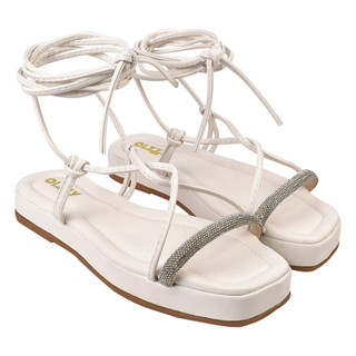 Sandália Birken Brilho Flatform Amarrar Moda Conforto Olzzy