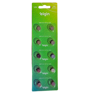 10 Bateria Pilha Alcalina Elgin LR41 AG3 LR736 1,5 V Cartela Blister com 10 Unidades Original