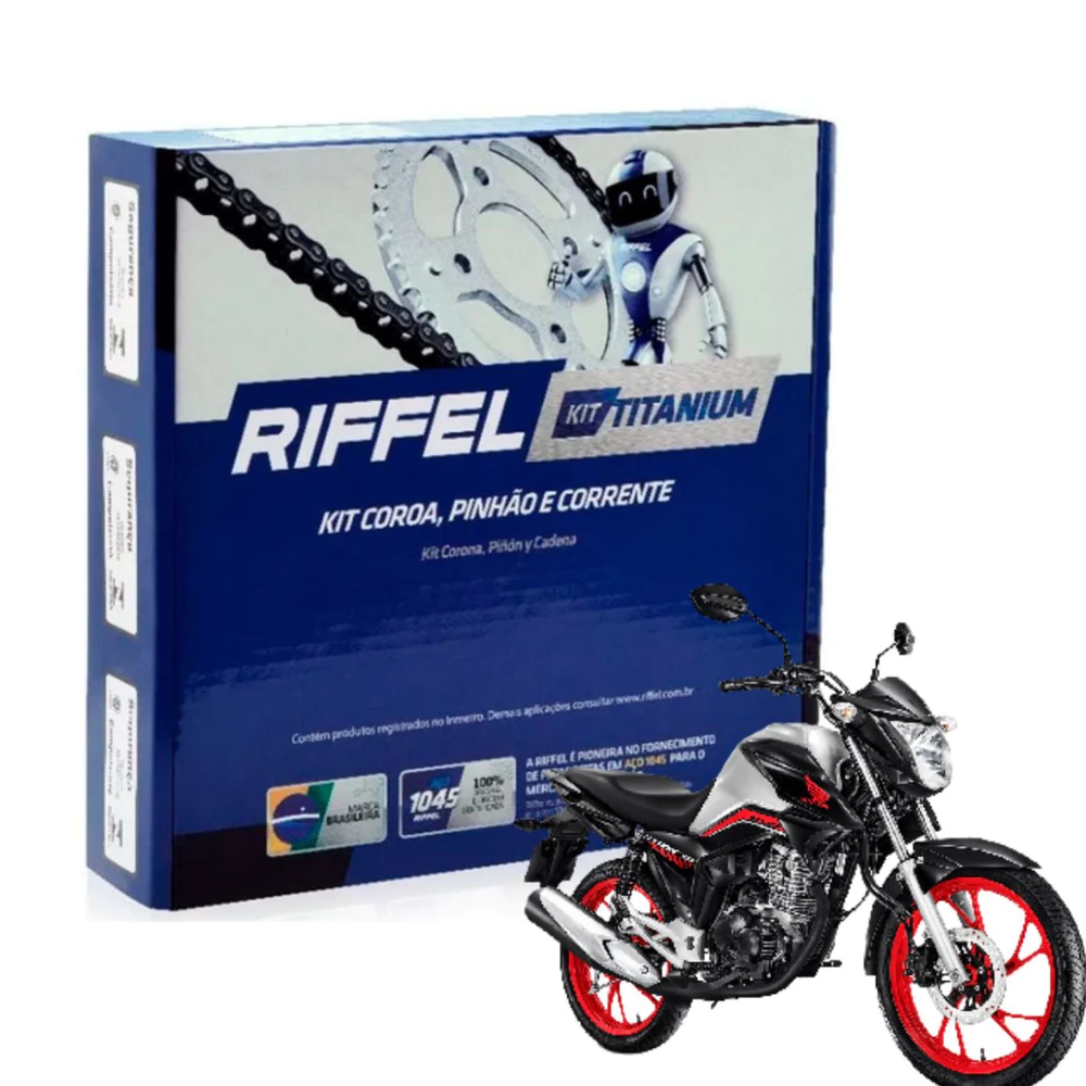 Kit Relação Transmissão Tração CG TITAN FAN 160 2016 a 2026 ORIGINAL RIFFEL