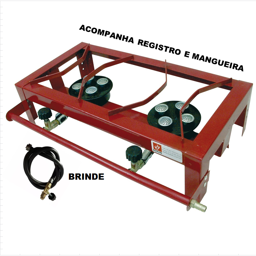 Fogão Fogareiro 2 duas bocas Industrial Alta Pressão Estrada + Kit Mangueira em Oferta na Shopee