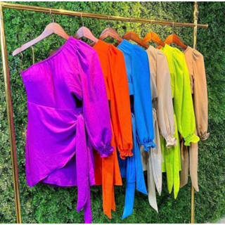 Vestido Mula Manca Uma Manga Tecido Duna