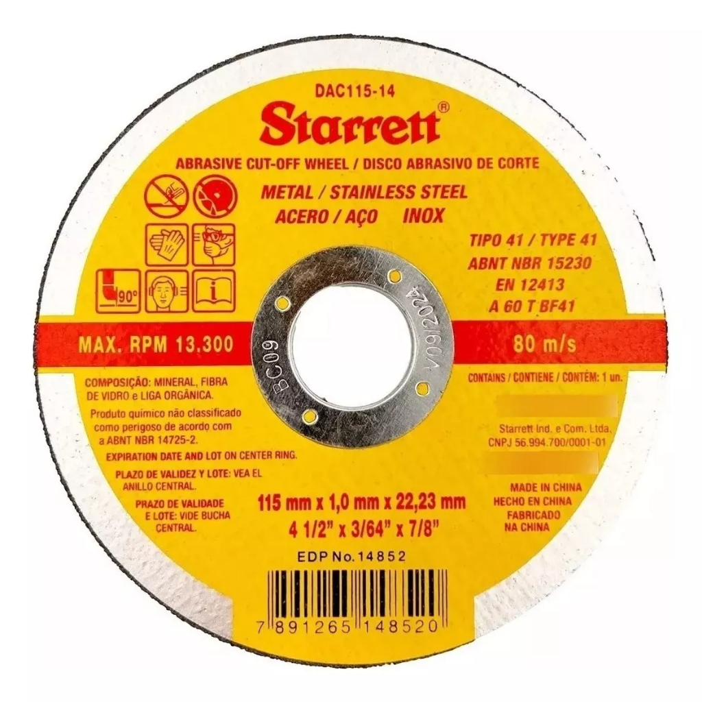 DISCO SPED / INOX STARRET 4.1/2 X 7/8 X 1,0