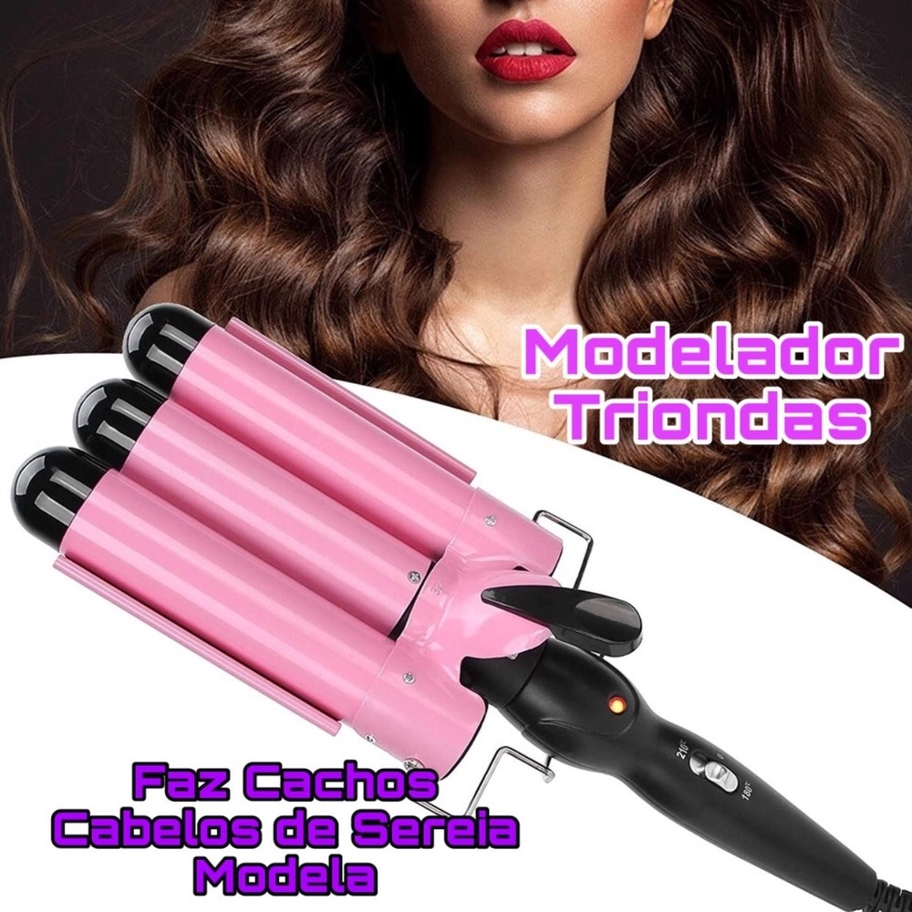 Cacheador Modelador Cachos Triondas Ondulador 3 em 1 Profissional Cerâmica 25mm em Oferta na Shopee