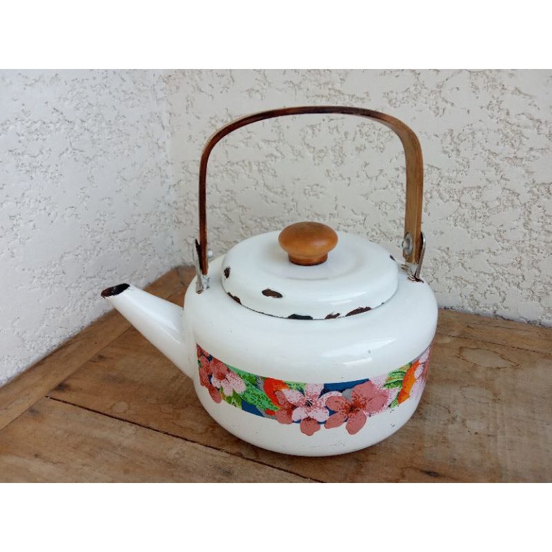 Antiga chaleira em ágata 17cm de diâmetro made in indonésia