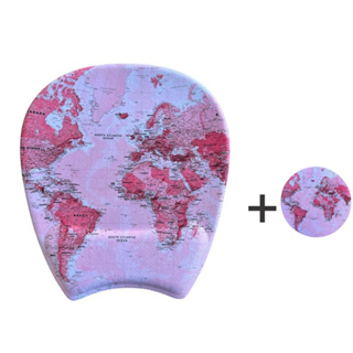 Mouse Pad Mapa Mundi Rosa com Porta Copo em Oferta na Shopee