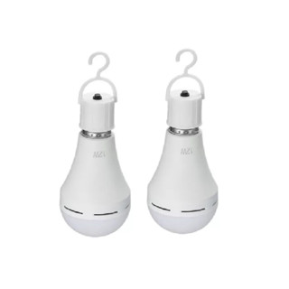 Kit 2 Pcs Lâmpada Led Emergência Bulbo Recarregável Acende Por Touch, Bocal ou Botão 12W E27