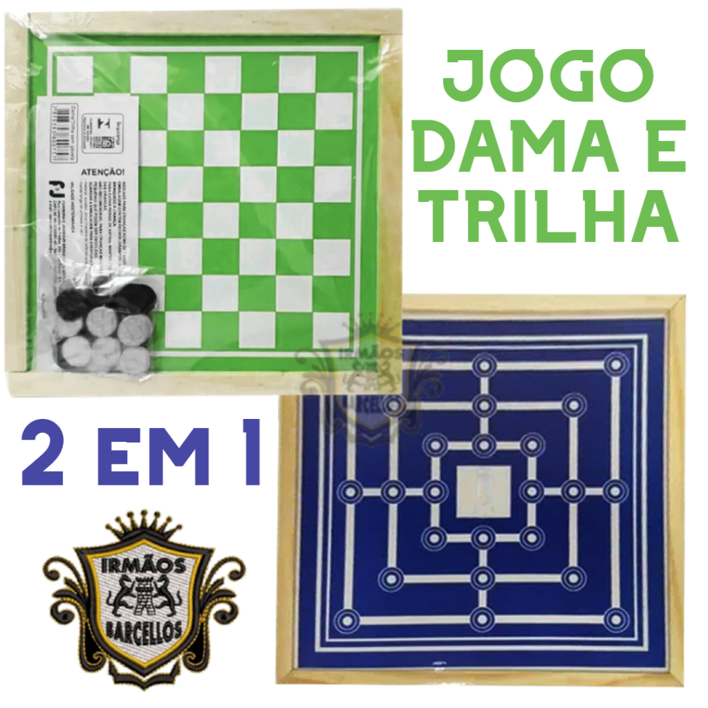 Jogo De Tabuleiro Dama E Trilha Clássico Em Madeira Brinquedo Educativo - Dama De Madeira 31x31CM - Brinquedos Roberluz