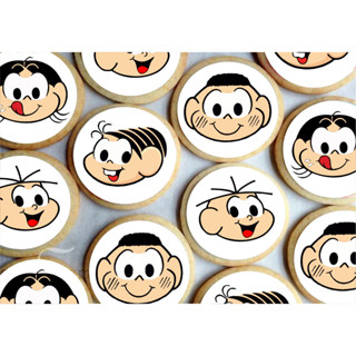 Papel arroz CORTADO para Pirulito de Isomalt ou Cupcake ou Bolacha ou Chocolate 5cm com 20 imagens por folha - Tema Turma da Monica