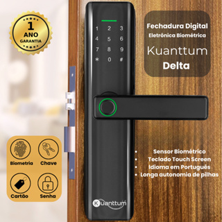 Fechadura Eletronica Digital Biometrica Senha Touch Cartão Tag Kuanttum Delta em Oferta na Shopee