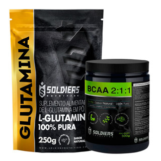 Kit: BCAA Em Pó 500g + Glutamina 250g - 100% Puro Importado - Soldiers Nutrition