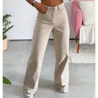 Calça Wide Leg Pantalona Jeans Feminina Cintura Alta Levanta BumbumB11