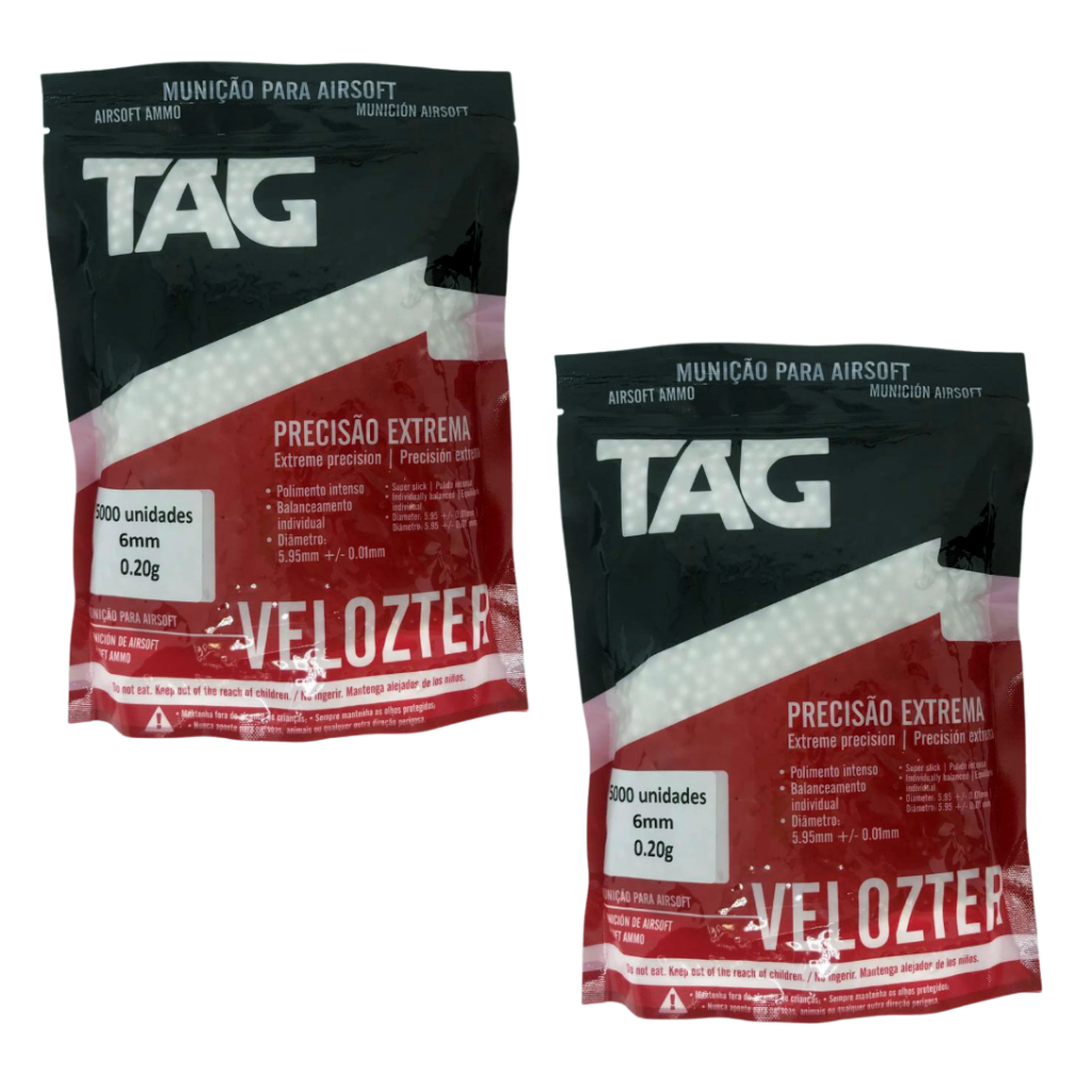 2 Pacotes BBs 5000un NTK Airsoft Velozter 6mm 0,20g | 10.000 Esferas - Sports & Outdoors