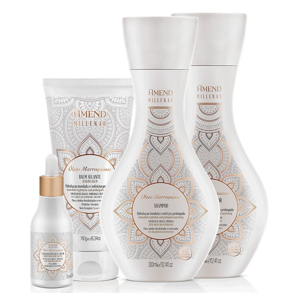 AMEND KIT MILLENAR ÓLEOS MARROQUINOS  4 PRODUTOS em Oferta na Shopee