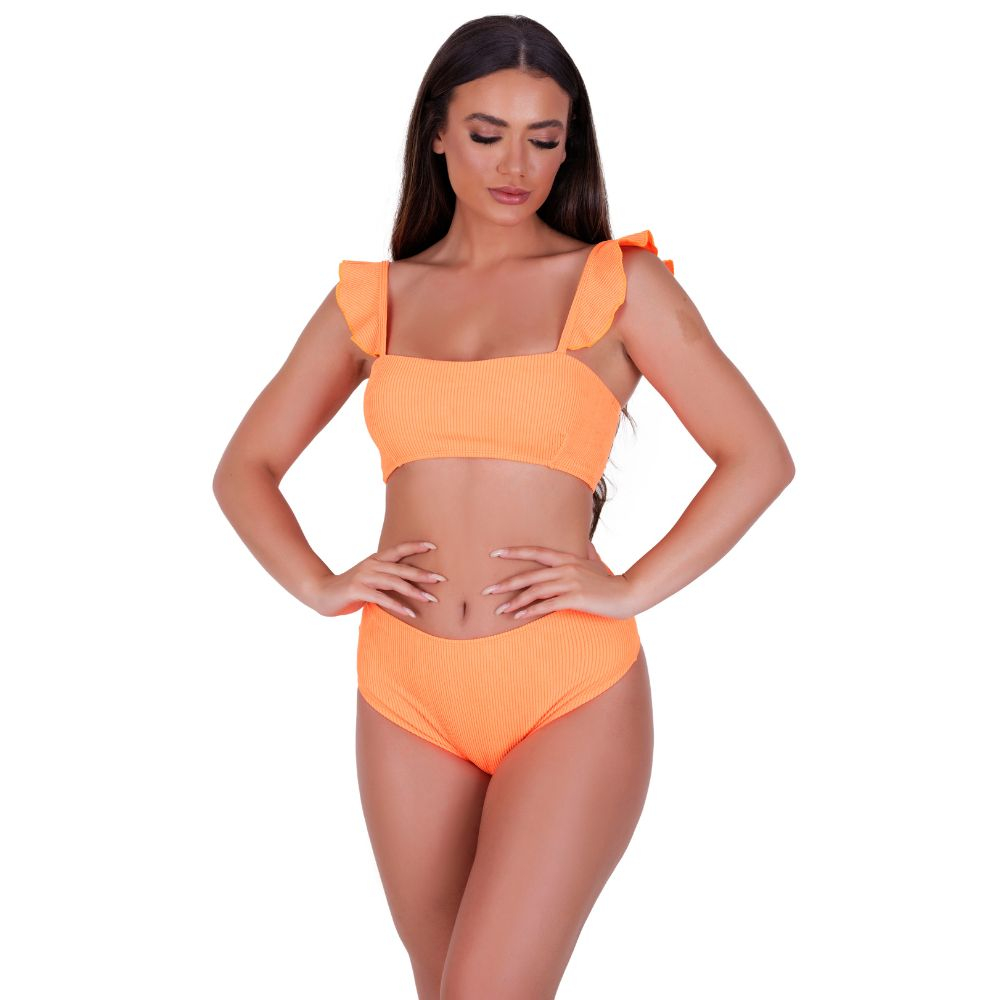 Biquini Cropped e Calcinha Alta Tendência Alça Babado Verão Daiana em Oferta na Shopee