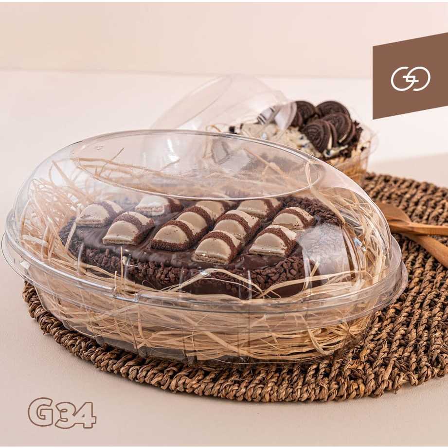 30 un Embalagem Oval com Tampa 2000ml G34 Galvanotek para Colomba, Pavê, Mousse