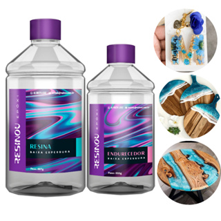 RESINA EPOXI cristal para madeira mesa tabua artesanato porcelanato liquido em Oferta na Shopee