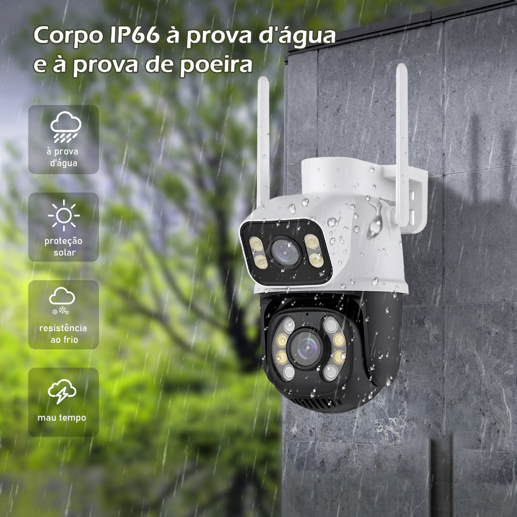 Câmera de Segurança WiFi Dual 1080P 2MP Câmera Dupla WiFi para Alarme De Detecção De Segurança Doméstica Intercomunicador Bidirecional APP Câmera Web