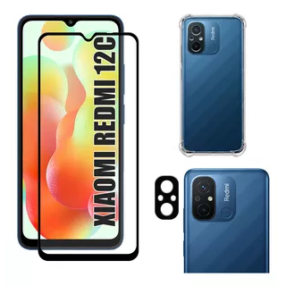 KIt Pelicula Vidro 3D Xiaomi Redmi 12C + Capa Capinha Anti Shock + Pelicula Camera 3D em Oferta na Shopee