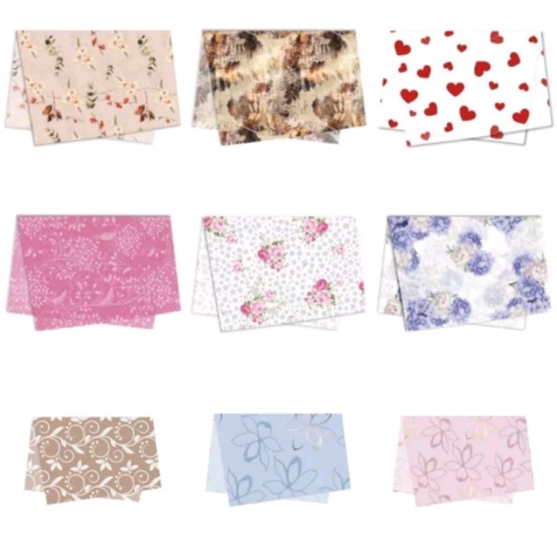 Papel de Seda Estampado Flores 50x35cm com 10/20/ 50 Folhas em Oferta na Shopee