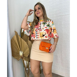 Blusa Cropped Inspiração Estampas Variadas Sortidas |Praia Lual
