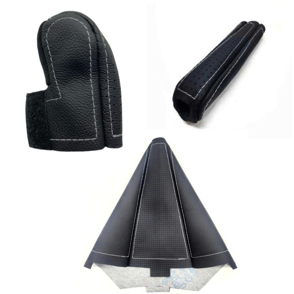 Revestimento couro manopla do câmbio e alavanca freio de mão + coifa câmbio manual Chevrolet S10 2012 a 2016