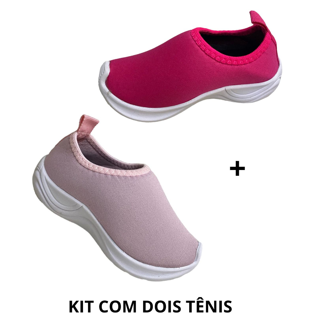 Kit 2 Pares Calçados de menina Infantil Tênis Feminino Barato Volta As Aulas