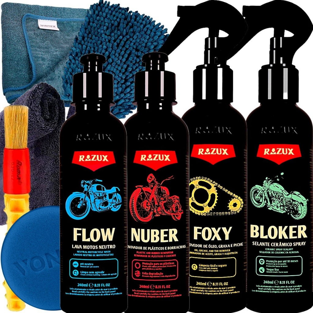Kit Para Lavar Moto Profissional Completo Razux By Vonixx - Spare Parts and Accessories for Vehicles