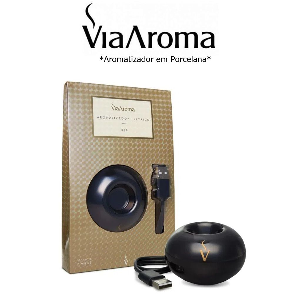 Aromatizador Difusor USB BLACK em Porcelana Via Aroma - cabo 65cm em Oferta na Shopee