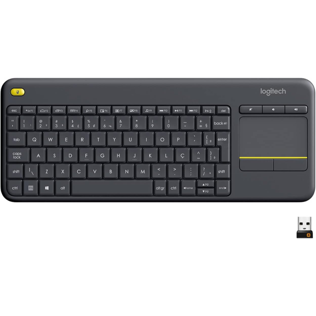 Logitech K400 Plus TV - Teclado sem fio com Touchpad Integrado, Conexão USB Unifying e Layout ABNT2