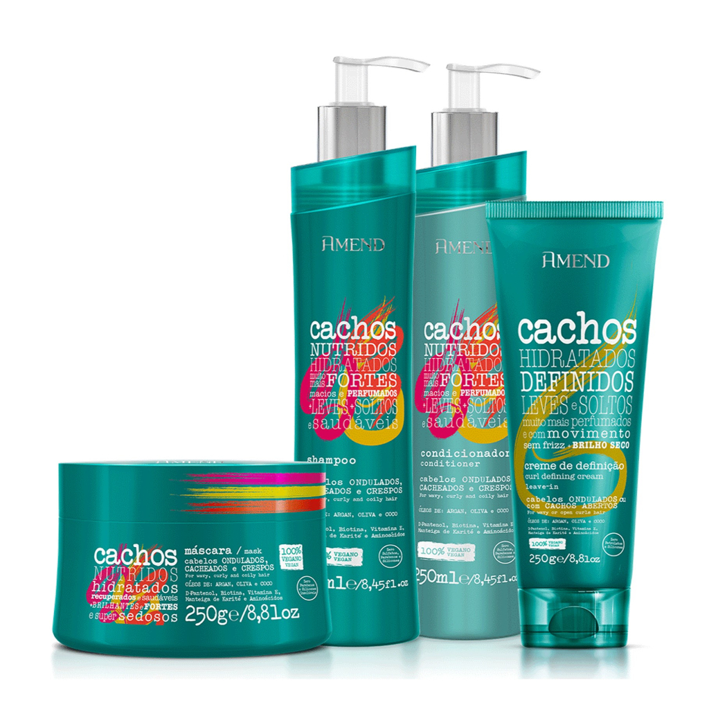 Amend Kit  Cachos Sh + cond + masc + leave-in  Cachos Aberto em Oferta na Shopee