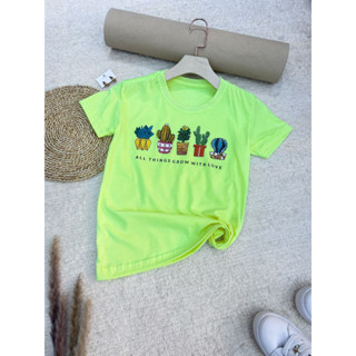 Camiseta blusa T-Shirt Feminina 100% Algodão Gola Careca simples 100% algodão Moda casual cacto fofo