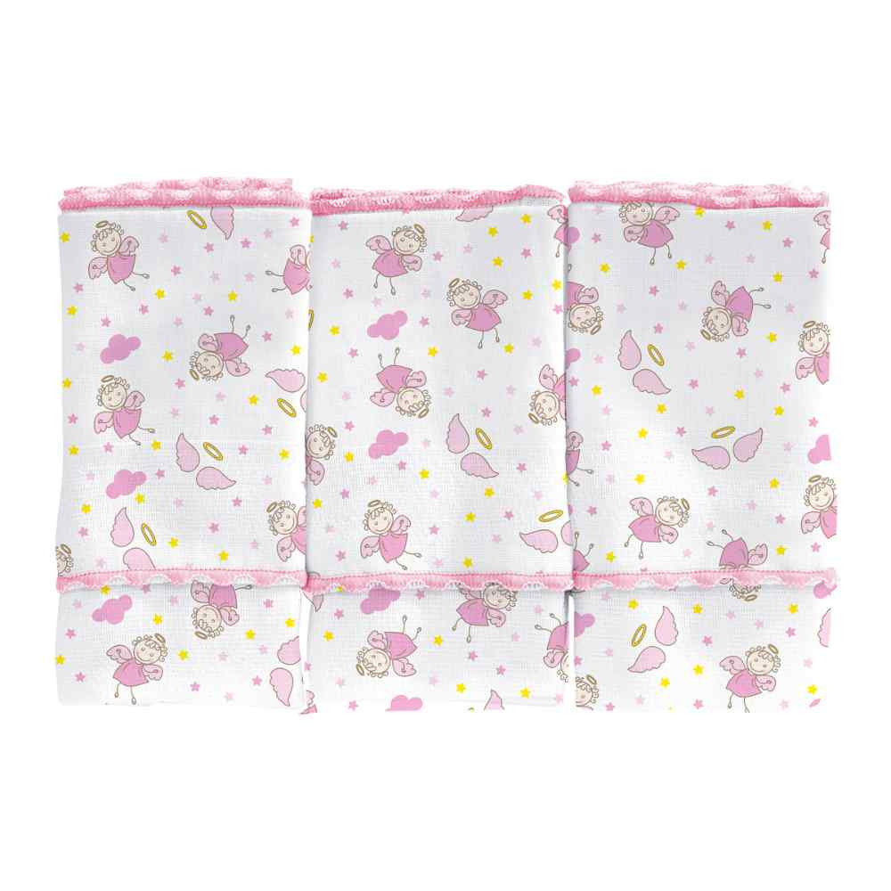 Kit Com 3 Pano De Boca Azul e Rosa