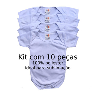 Promoção 10 Body Manga Curta Bebê Malha Poliéster Branco Tamanho P ao GG em Oferta na Shopee